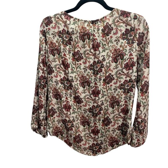 Zara Multicolor Floral Print Blouse Top Size XS Filigree Paisley Floral Boho - Picture 5 of 5
